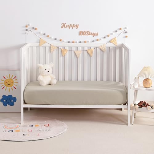 NTBAY 2 Pack Muslin Cotton Mini Crib Sheets, Soft and Breathable Double Layer - Image 3