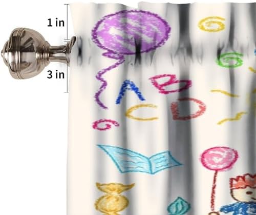 Crayon Drawing Valances Curtains Doodle Drawing Pattern Window Treatment - Image 3