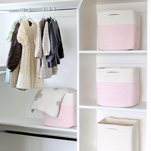 NaturalCozy Storage Cubes 11 Inch Cotton Rope Woven Baskets - Image 5