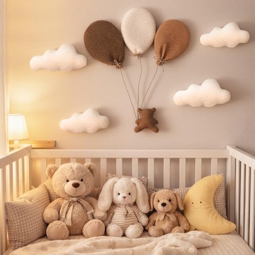 Chumia 5 Pcs Teddy Bear Nursery Wall Decor Balloons Nursery Wall Art - Image 4