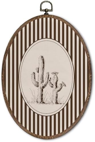 FLAWAFLOMA Western Cactus Oval Wall Art Decor, Kids Room Canvas Wall Art Framed by Unknown