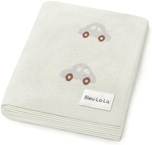 Knit Baby Blanket for Girls and Boys 100% Cotton Buttery Soft Cozy Receiving by BleuLaLa