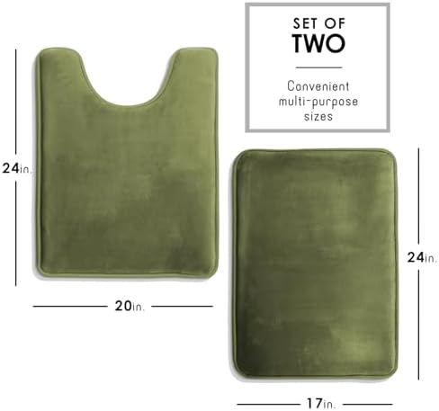 Clara Clark 2 Piece Bathroom Rugs, Velvet Memory Foam Bath Mat Set, Non-Slip - Image 2