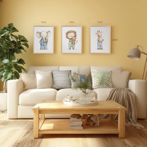 PORENY Baby Animal Nursery Wall Art Set of 3, Elephant Lion Giraffe Canvas - Image 6