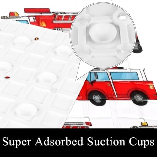 Shower Mat Non Slip 26.8 x 15.1 Inches, Fire Trucks Bathtub Mat Shower Stall - Image 2