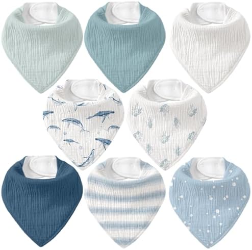 8 Pack Muslin Baby Bandana Bibs by CivaruaKids