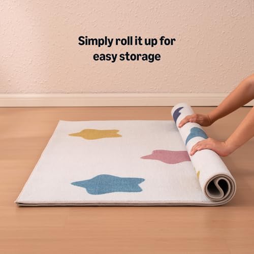 Amazon Basics Kids Printed Area Rug, Machine Washable, Colorful Stars - Image 6