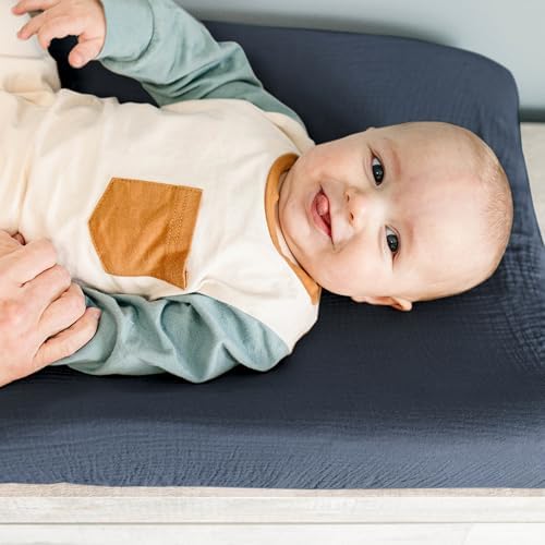 Konssy 100% Cotton Muslin Changing Pad Cover 2 Pack - Image 2