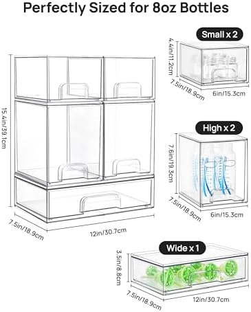Vtopmart Clear Stackable Storage Drawers Set of 5, Plastic Organizer Bins - Image 3