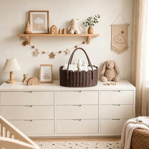 Diaper Caddy Organizer, Paper Rope Storage Baskets Nursery Bin - Image 4