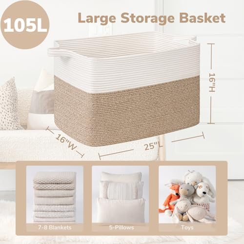 Goodpick 105L Extra Large Woven Rope Blanket Basket - Image 3