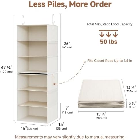 StorageWorks Hanging Closet Organizer, 6-Shelf - Image 2