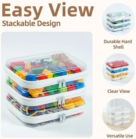3-Pack Medium Clear Hard Shell Zipper Pouches, Hard Case Pouches - Image 4