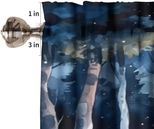 Forest Valance Curtain for Kitchen, Watercolor Mountain Forest Nature Tree - Image 3