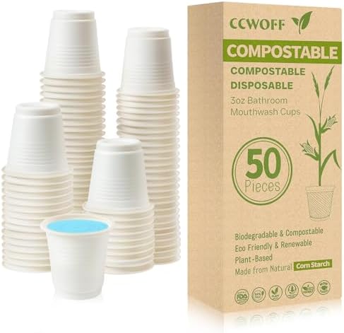 50PCS 3 OZ Bathroom Cups 100% Compostable Biodegradable Eco Friendly Small by CCWOFF