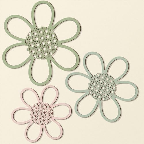 Maitys Boho Wall Decor Set of 3, Wood & Rattan Daisy Flower Wall Hanging Art by Maitys