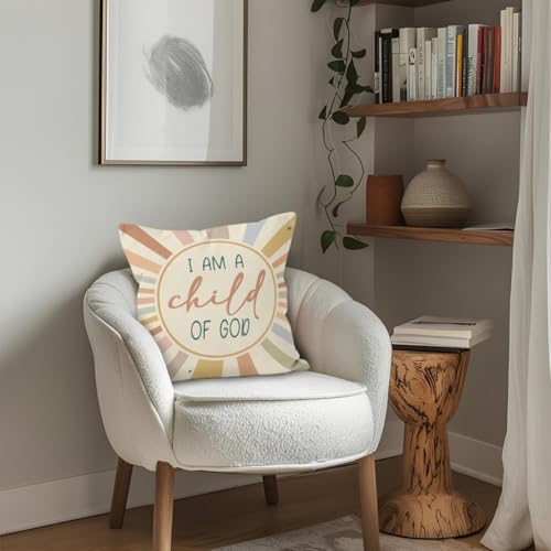 Boho Christian Pillow Covers 18x18, Christian Nursery Decor, Boho I am a Child - Image 5