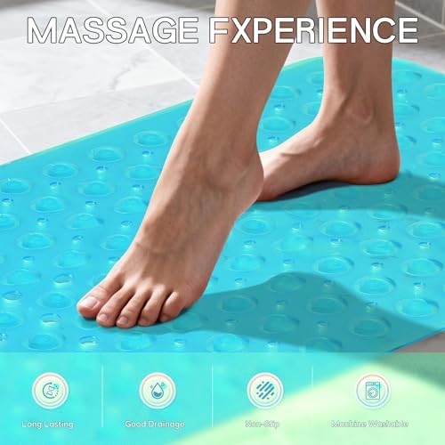 Anti-Slip Bathtub Shower Mat 40×16 Inch Clear Green - Image 6