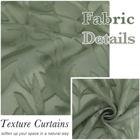 Lecloud Leia Sage Green Sheer Curtains 30 Inch Length 2 Pcs, Breathable - Image 4