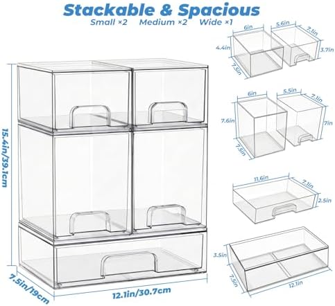 Baby Bottle Organizer for Countertop, 5 Stackable Storage Drawers - Image 2