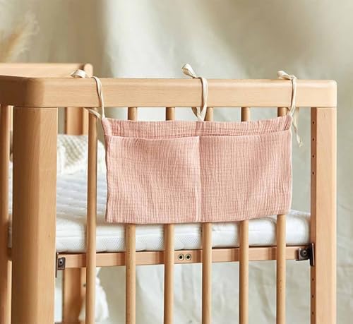 Cotton Baby Bedside Hanging Storage Bag, 2 Pockets Organizer - Image 5