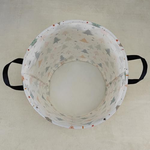 QUEENLALA Large Foldable Round Storage Basket Laundry Hamper, Pine tree - Image 6