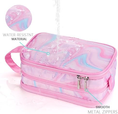 Pink Toiletry Bag for Girls, Travel Toiletry Bag for Teen Girls Cosmetic Bag - Image 4