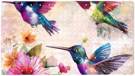 Shower Mat Non Slip, Hummingbird Flower Anti Slip Bath Mat by Anna+Cowper