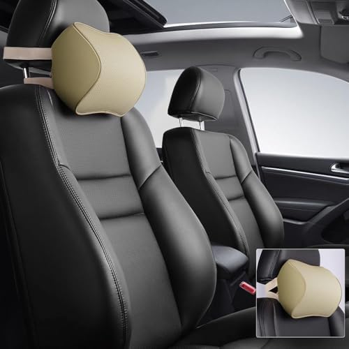 Aukee Car Headrest Pillow Memory Foam Car Neck Pillow Soft Leather Headrest - Image 2