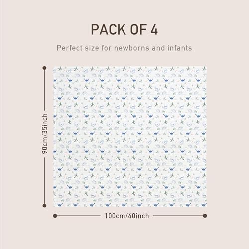 GLLQUEN BABY Muslin Swaddle Blankets 4Pk Receiving Blanket Large 35" x 40" - Image 6