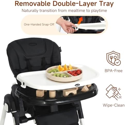 INFANS High Chair for Babies and Toddlers Reclining Seat Black - Image 6