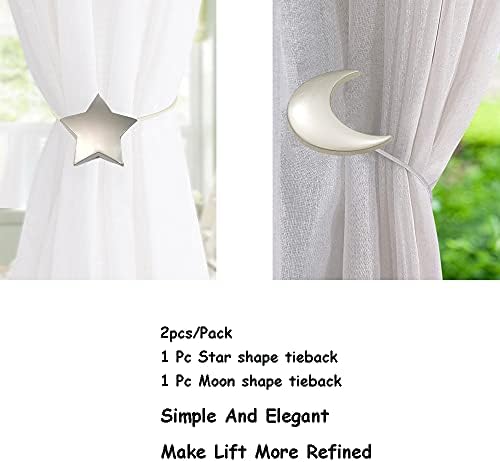 Magnetic Curtain Tiebacks 1 Pair Curtain Clips Rope Holdbacks Moon and Star - Image 4