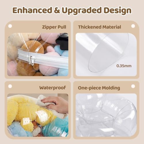 Clear Stuffed Animal Bean Bag Storage Chair, 330LBS Thick Waterproof PVC Large - Image 5