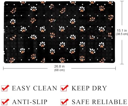 Bathtub Mat Non Slip 26.8x15.1 Inch, Dog Paws Pattern Shower Mat - Image 2