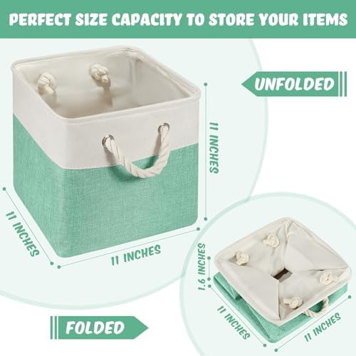 6 Pack 11x11 Inch Macaron Cube Storage Bins Square Fabric Cube Baskets - Image 2
