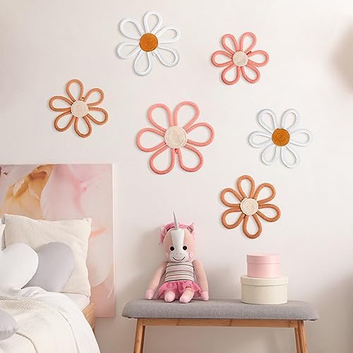 Barydat 6 Pcs Daisy Nursery Decor Retro Flower Pink - Image 6