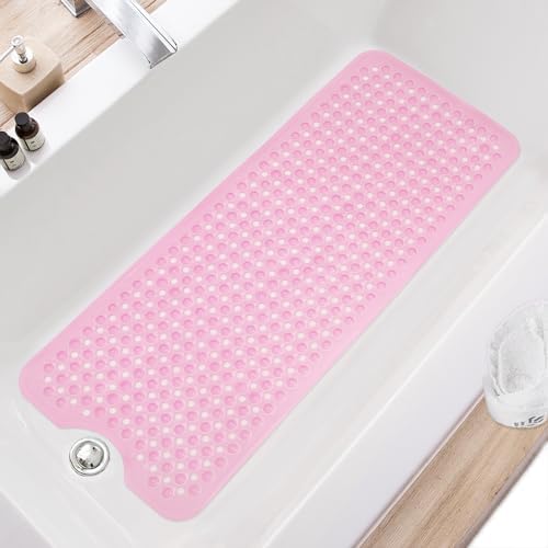 TEESHLY Bath Tub and Shower Mats, Non Slip 40 x 16 Inch Extra Large Bathtub Mat by TEESHLY