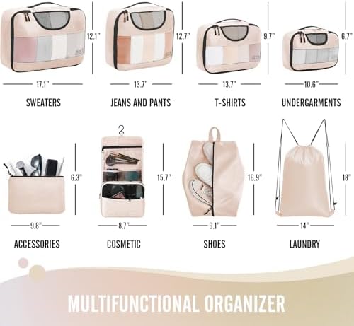 Veken 8 Set Packing Cubes for Travel Essentials, Suitcase Organizer Bags in 4 - Image 6