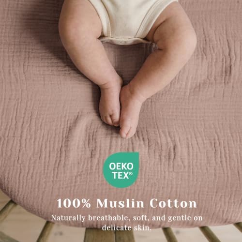 3 Pack Cotton Muslin Baby Bassinet Fitted Sheet - Image 4