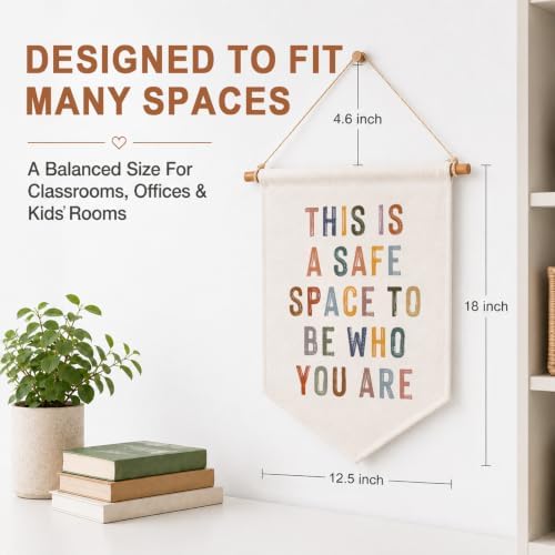 This is a Safe Space Banner, Inspirational Classroom Wall Hanging, Linen - Image 2