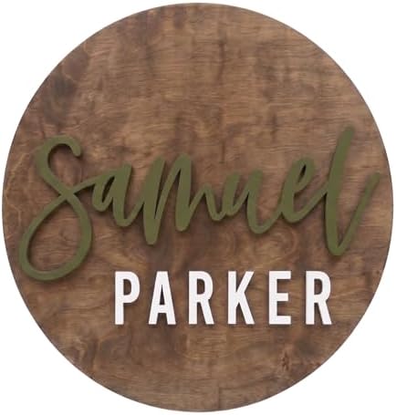 Custom Round Nursery Name Sign, Personalized 3D Baby Name Announcement Sign by Obsidian+Home+Creations