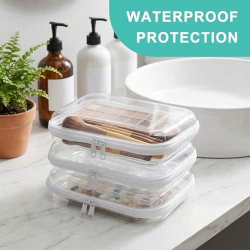 6 Pack Clear Hard Shell Zipper Case, Diaper Bag Organizer Pouches, Plastic - Image 7