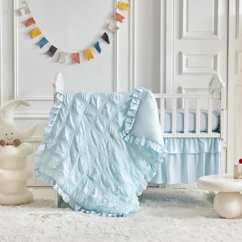 Ruffled Mini Crib Bedding Set Baby Boho Quilted Comforter by Uozzi+Bedding