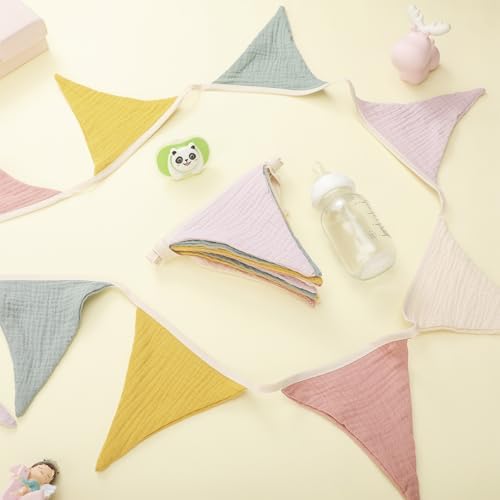 Oudain 2 Pcs Pennant Banner Flags Nursery Garland Triangle, Rainbow Color - Image 3