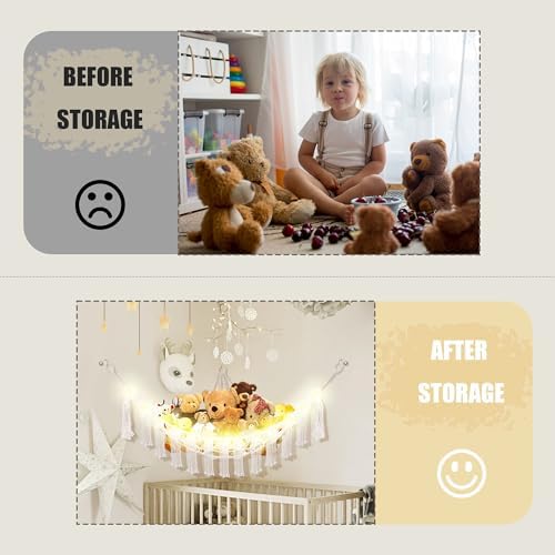 CERETIA Stuffed Animal Hammock Corner Plushie Net Storage, Jumbo White - Image 4