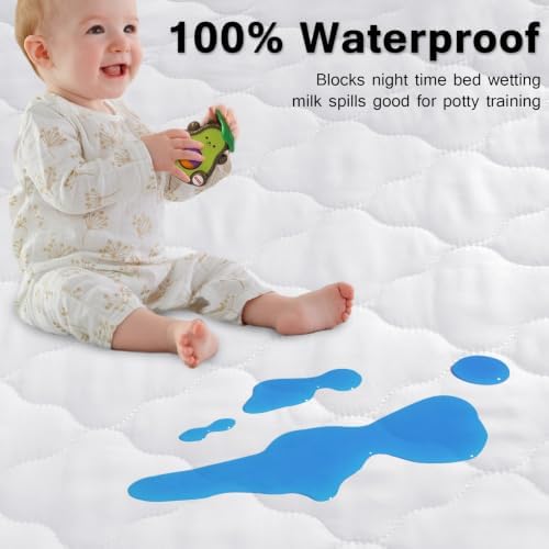 Mini Crib Mattress Protector Sheet Waterproof, Mini Crib Mattress Pad Cover - Image 2