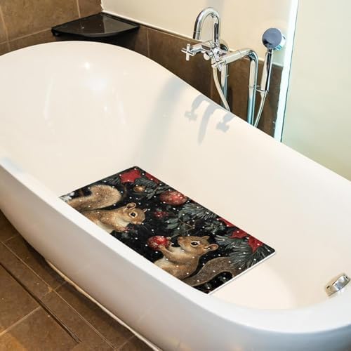 Shower Mat Non Slip, Christmas Squirrels Mushroom Anti Slip Bath Mat - Image 5