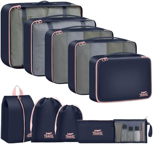Packing Cubes for Travel 10 Set Luggage Organizer Bags by YEEYAA