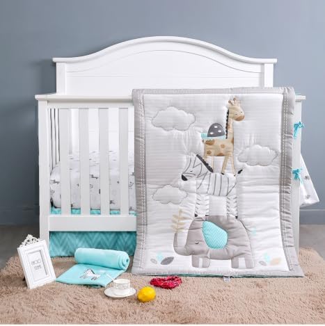 Animals 3pcs Baby Crib Bedding Set Pink Nursery Bedding Set by JHLCARPET