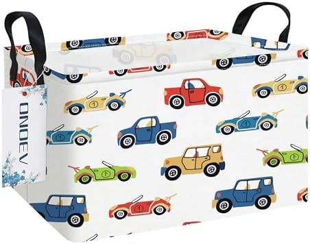 Rectangular Cartoon Car Storage Bin, Closet Organizer Basket by ONOEV